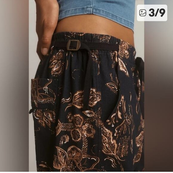 Pilcro Linen Beach Floral Cargo Pants Size S P - Picture 4 of 5
